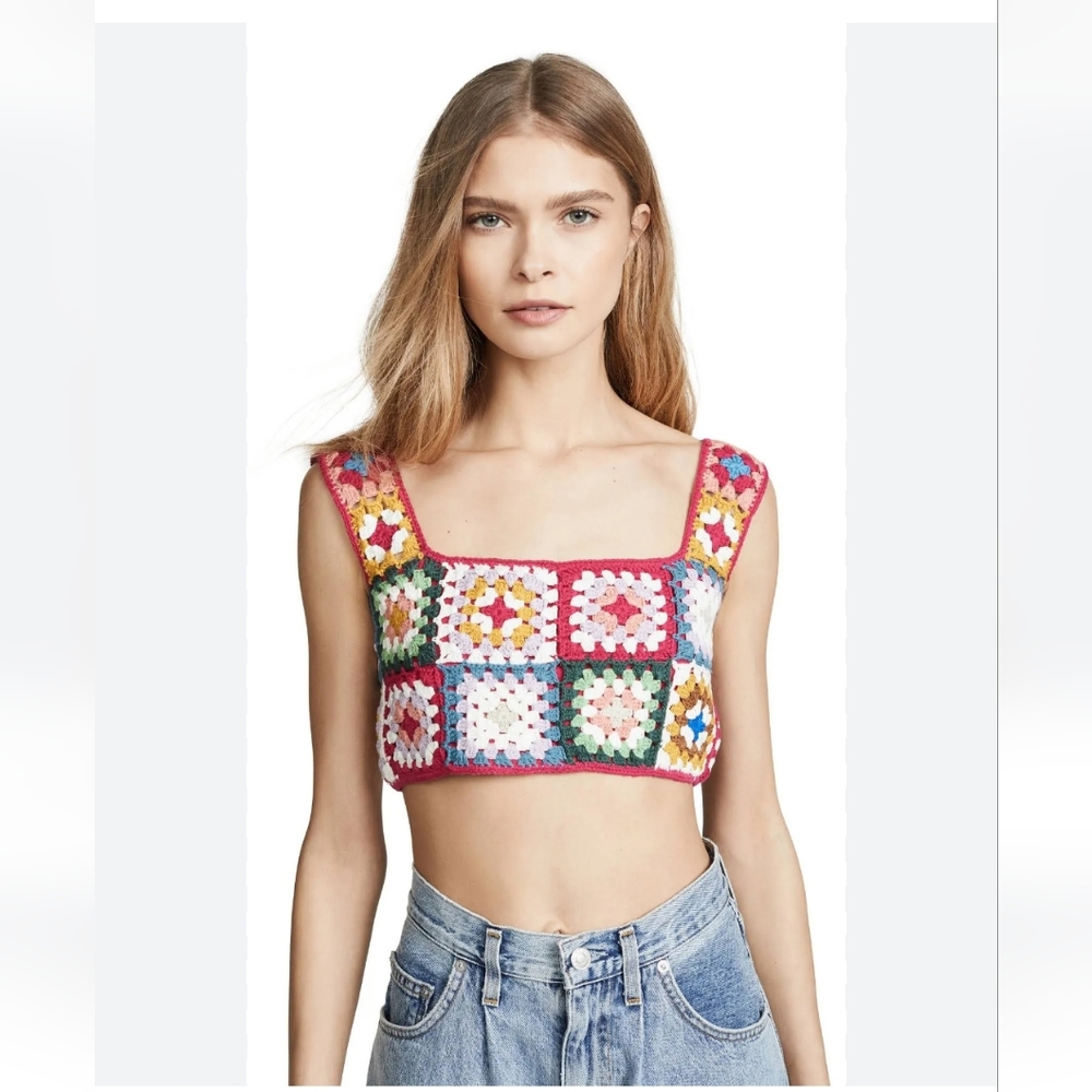 Farm Rio Crochet Crop Top Size XS
